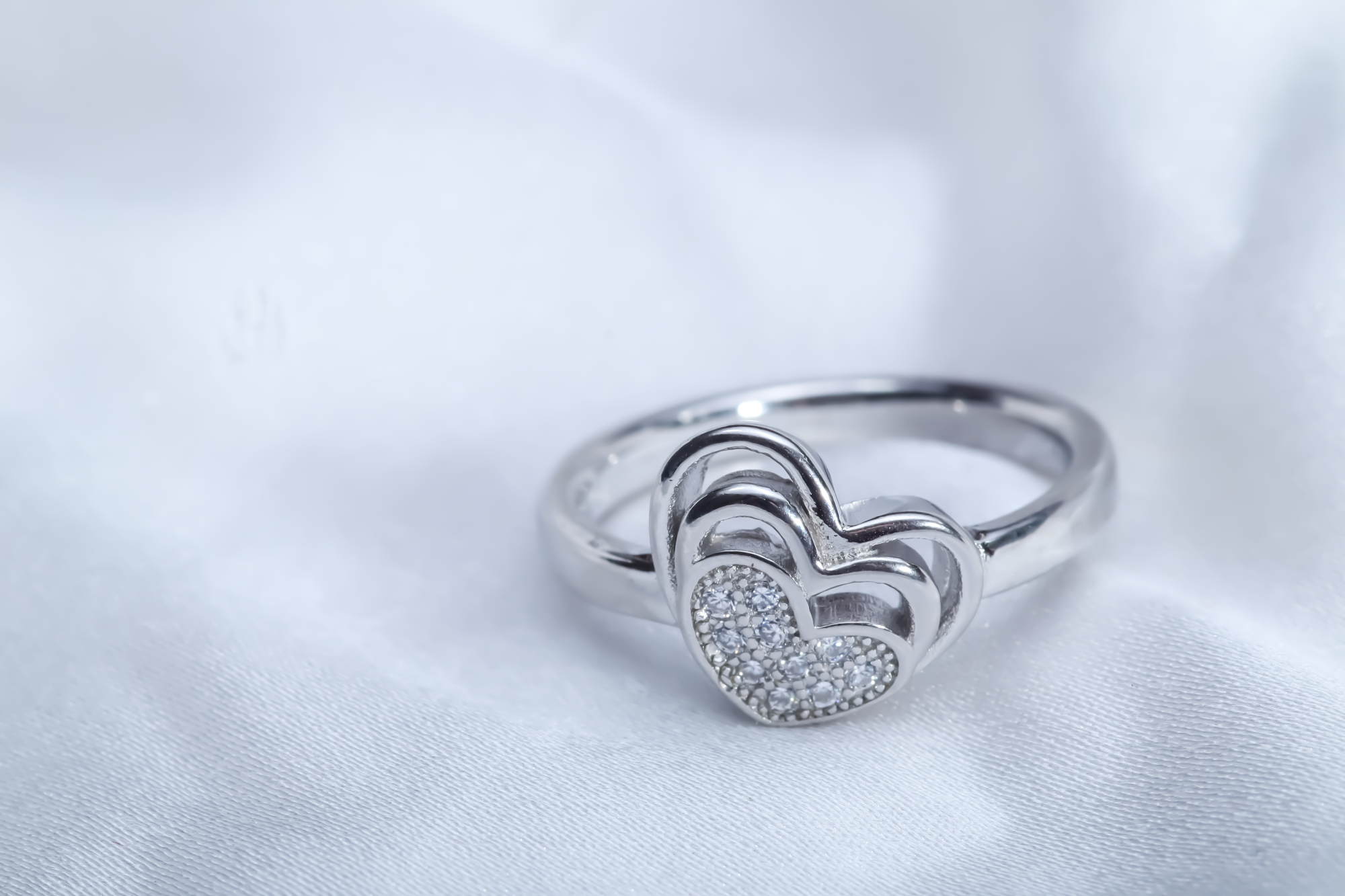 STERLING SILVER OPEN HEART RING WITH CUBIC ZIRCONIA - Howard's Jewelry  Center