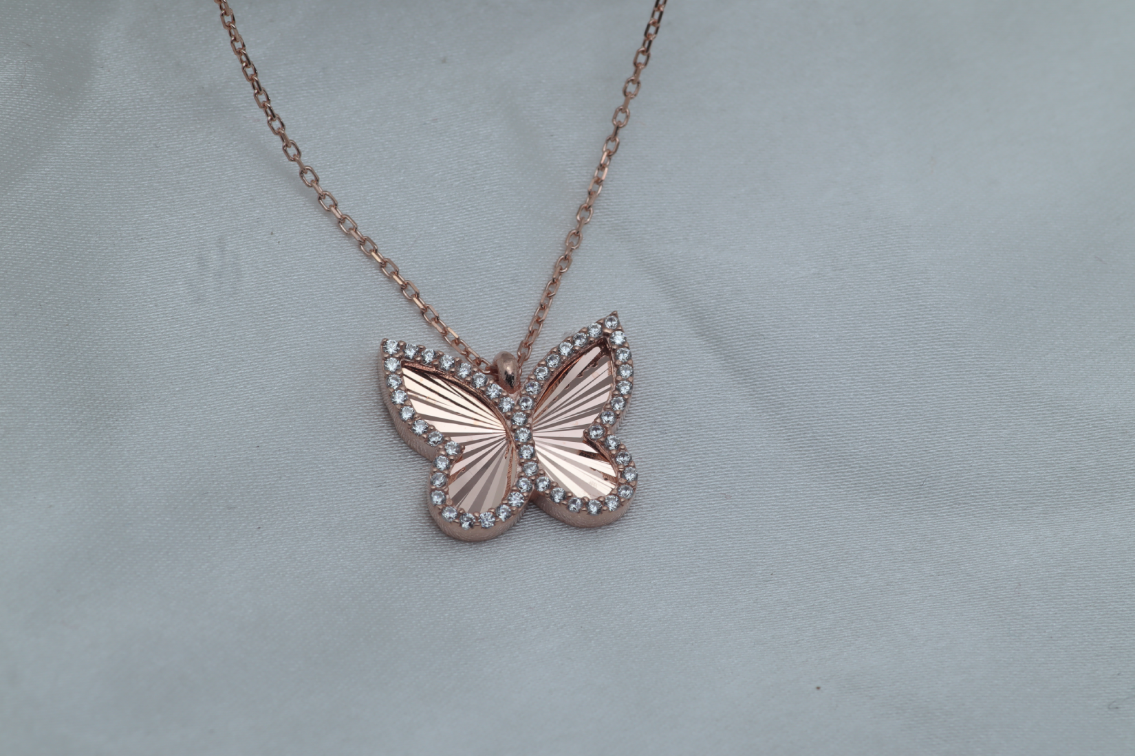 Rose stone Butterfly Necklace