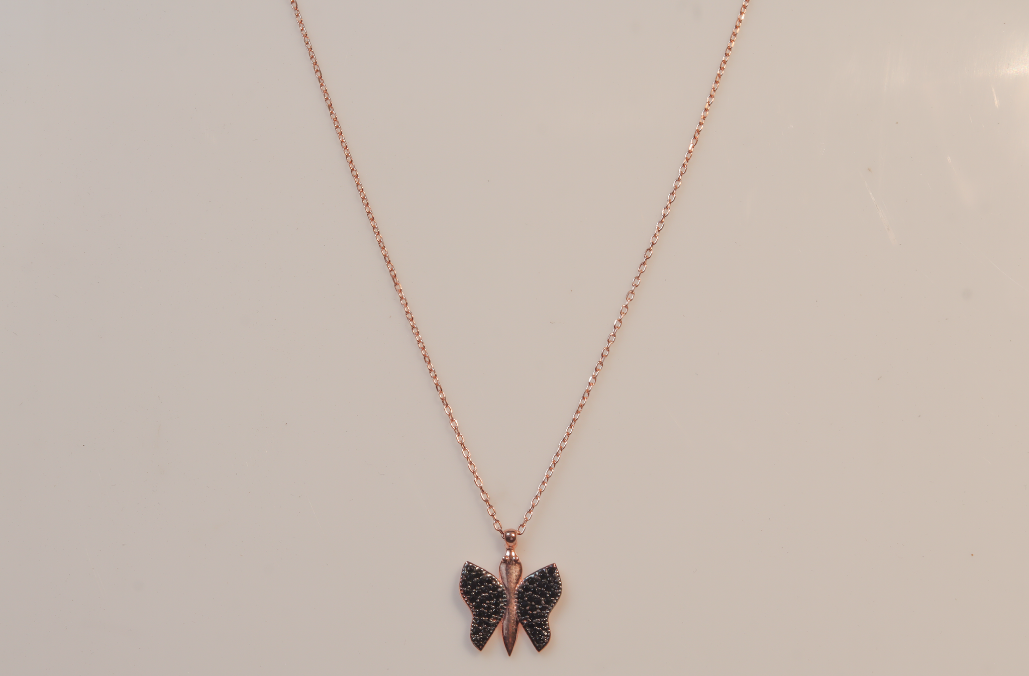 Black Rose Gold Butterfly Necklace